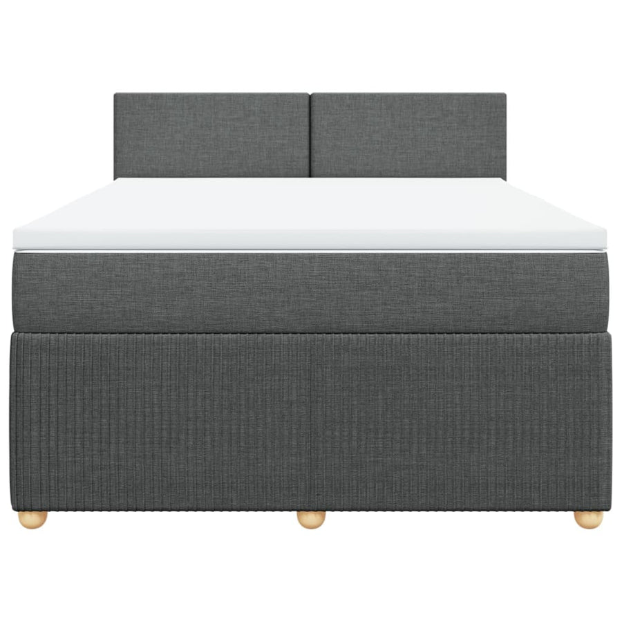 Boxspring met matras stof donkergrijs 140x190 cm