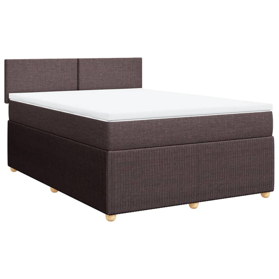 Boxspring met matras stof donkerbruin 140x190 cm