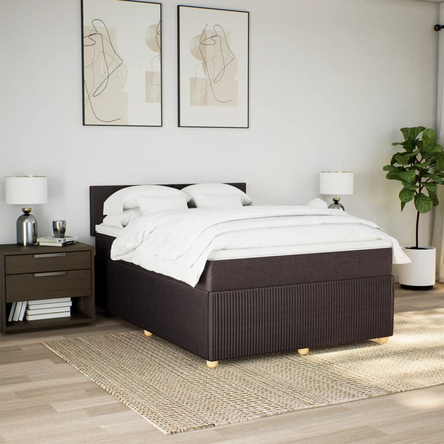 Boxspring met matras stof donkerbruin 140x190 cm