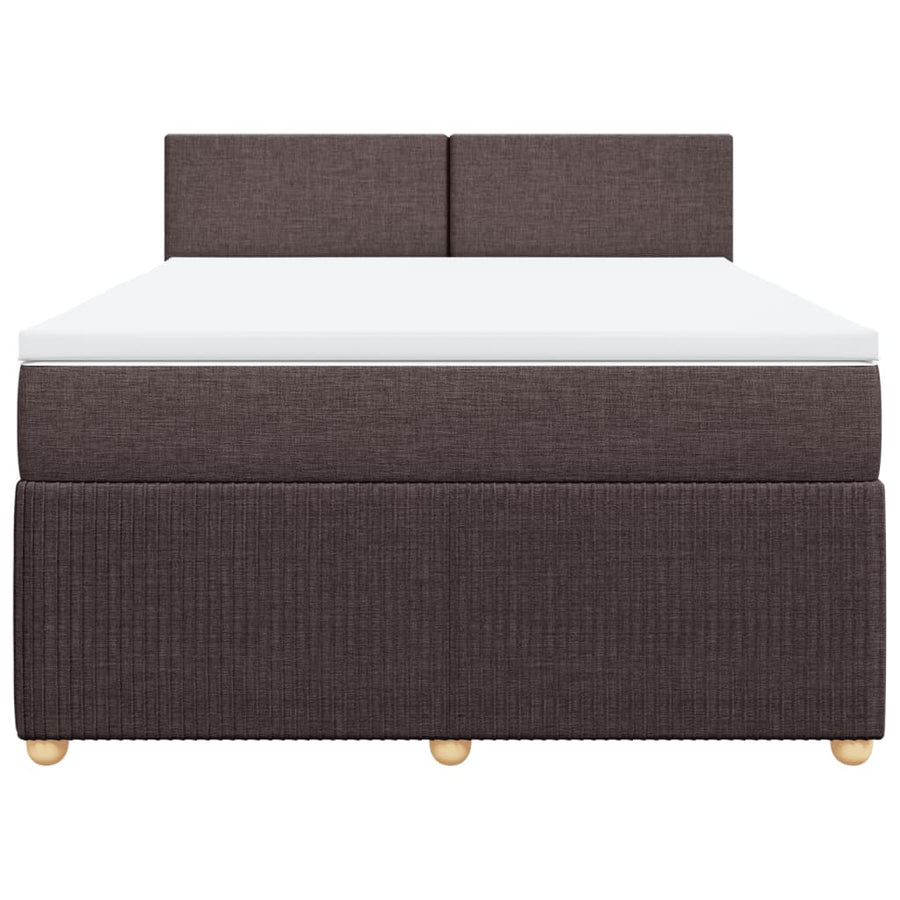 Boxspring met matras stof donkerbruin 140x190 cm