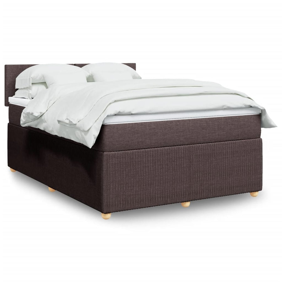 Boxspring met matras stof donkerbruin 140x190 cm