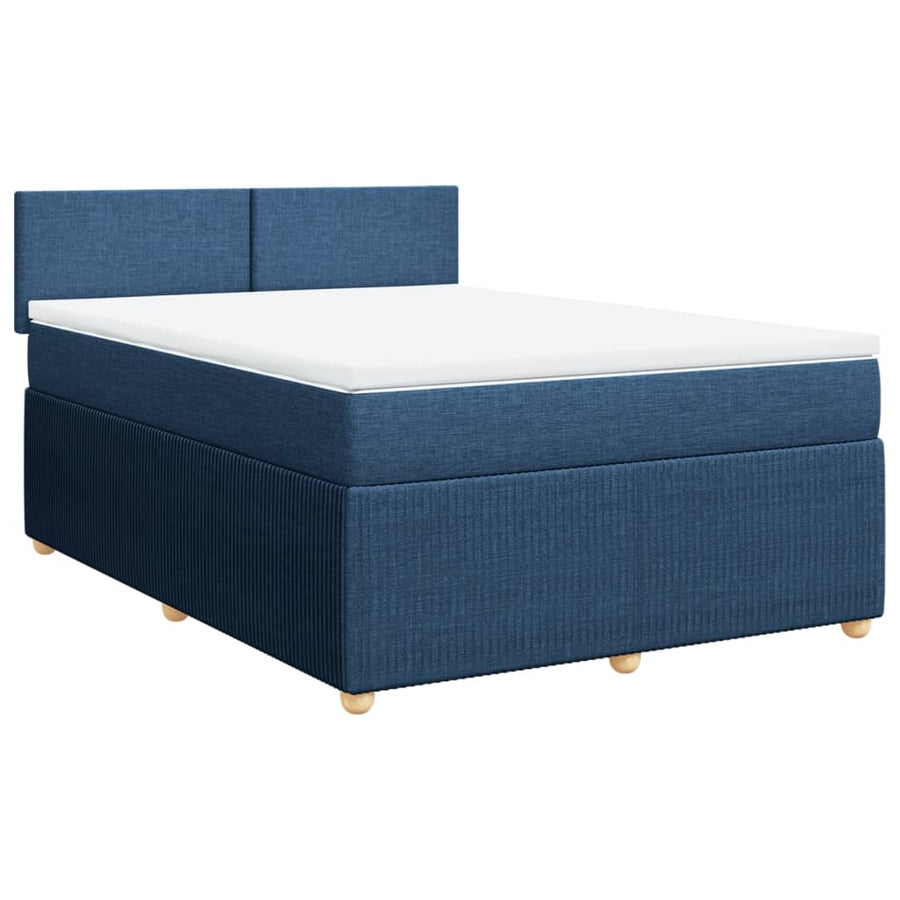 Boxspring met matras stof blauw 140x190 cm