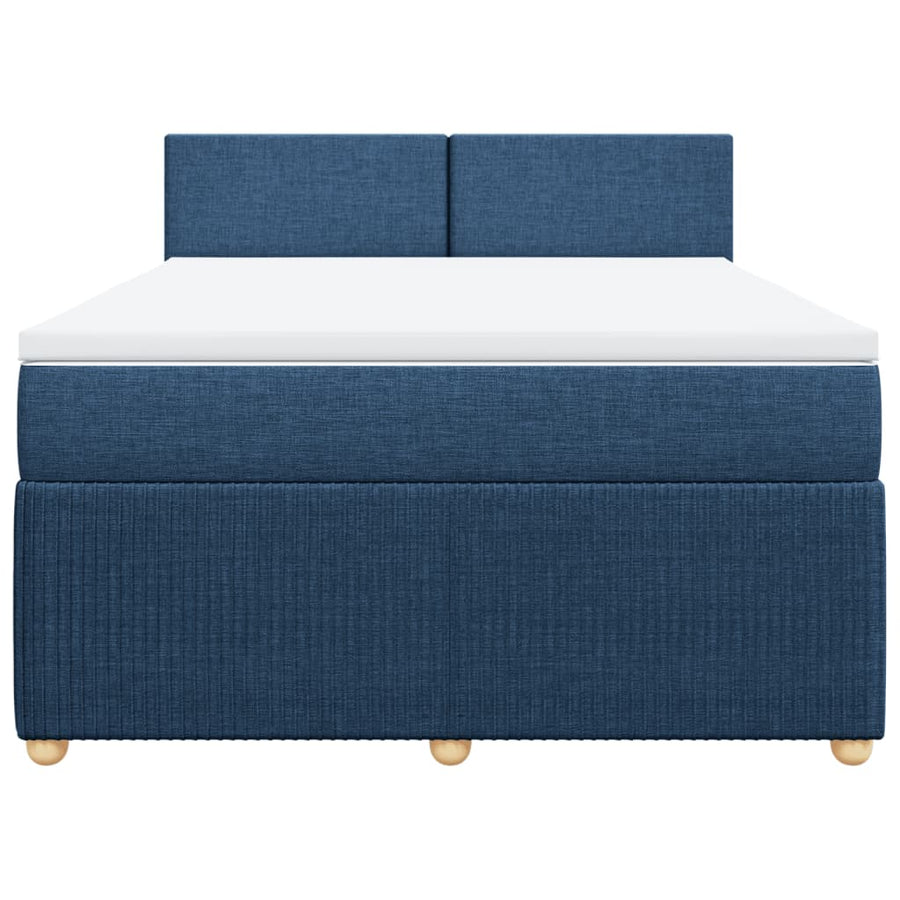 Boxspring met matras stof blauw 140x190 cm