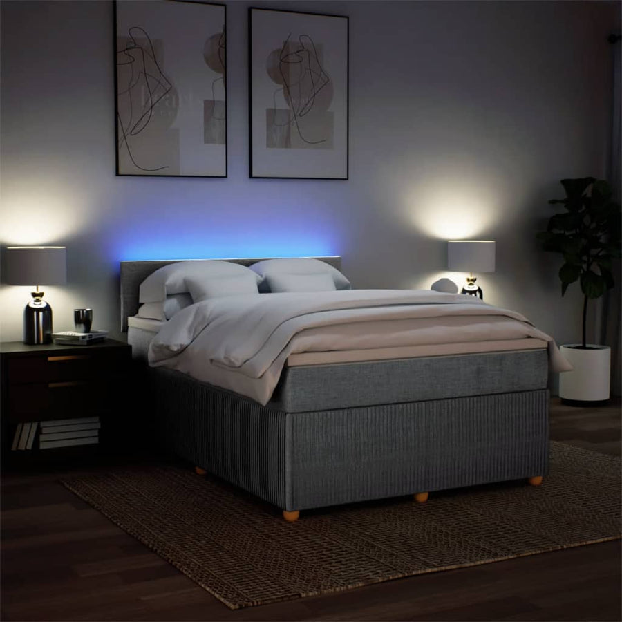 Boxspring met matras stof lichtgrijs 140x190 cm