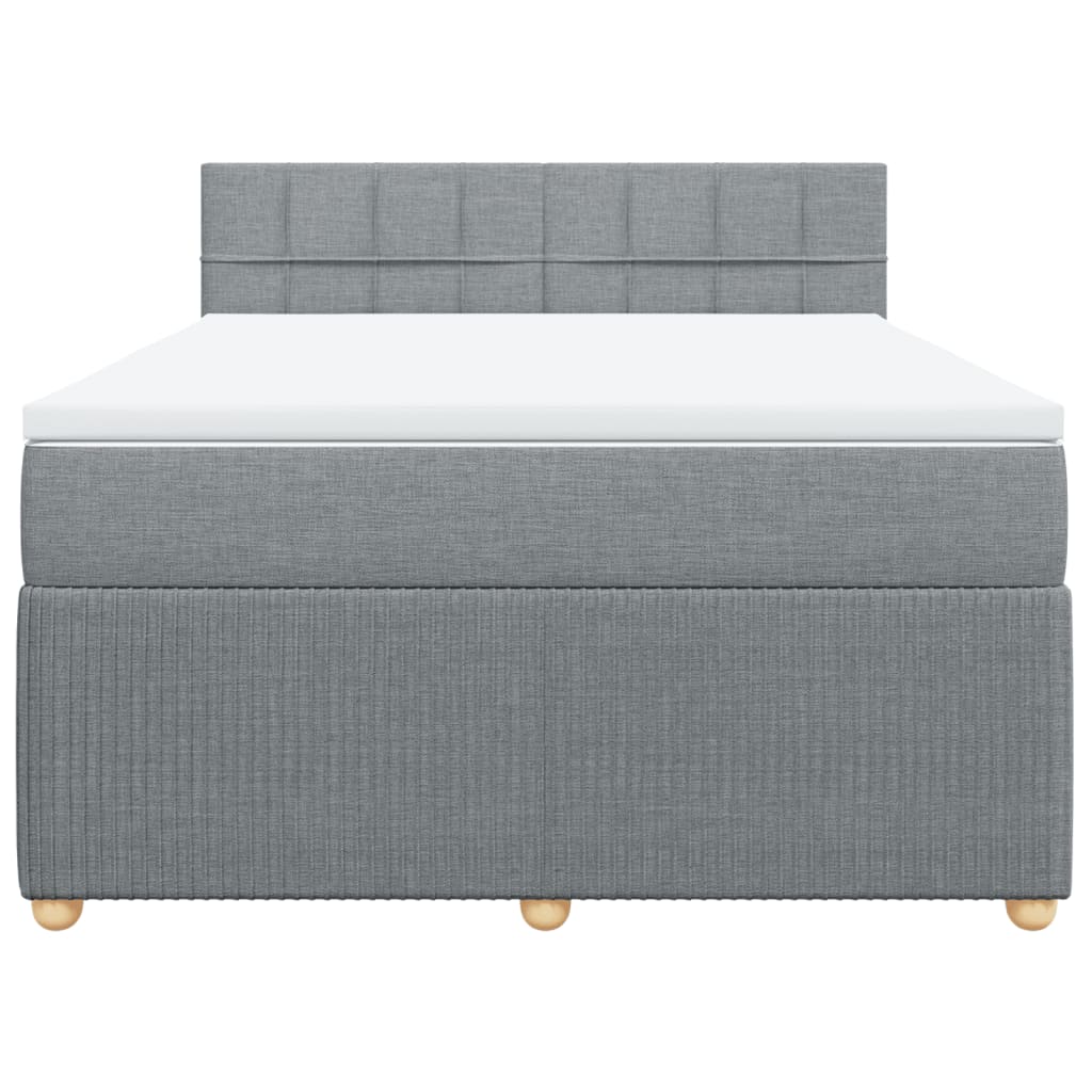 Boxspring met matras stof lichtgrijs 140x190 cm