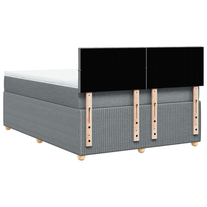 Boxspring met matras stof lichtgrijs 140x190 cm