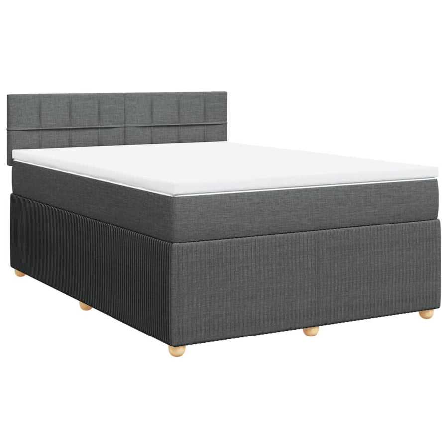 Boxspring met matras stof donkergrijs 140x190 cm