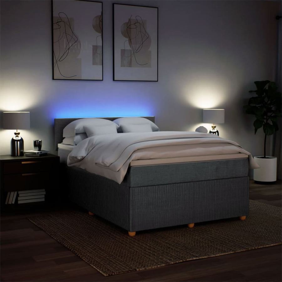 Boxspring met matras stof donkergrijs 140x190 cm