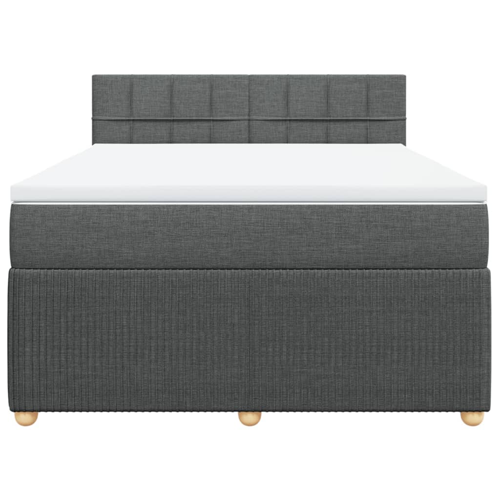 Boxspring met matras stof donkergrijs 140x190 cm