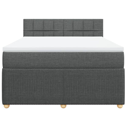 Boxspring met matras stof donkergrijs 140x190 cm