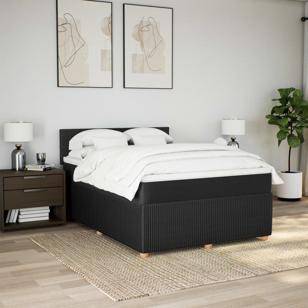 Boxspring met matras stof zwart 140x190 cm