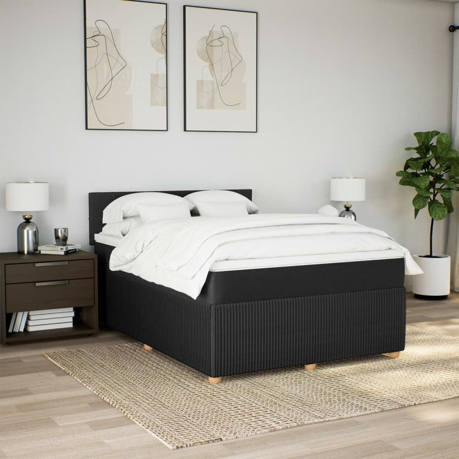 Boxspring met matras stof zwart 140x190 cm
