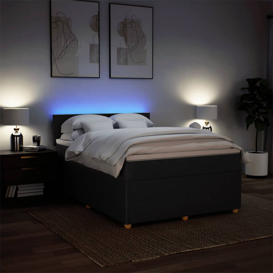 Boxspring met matras stof zwart 140x190 cm