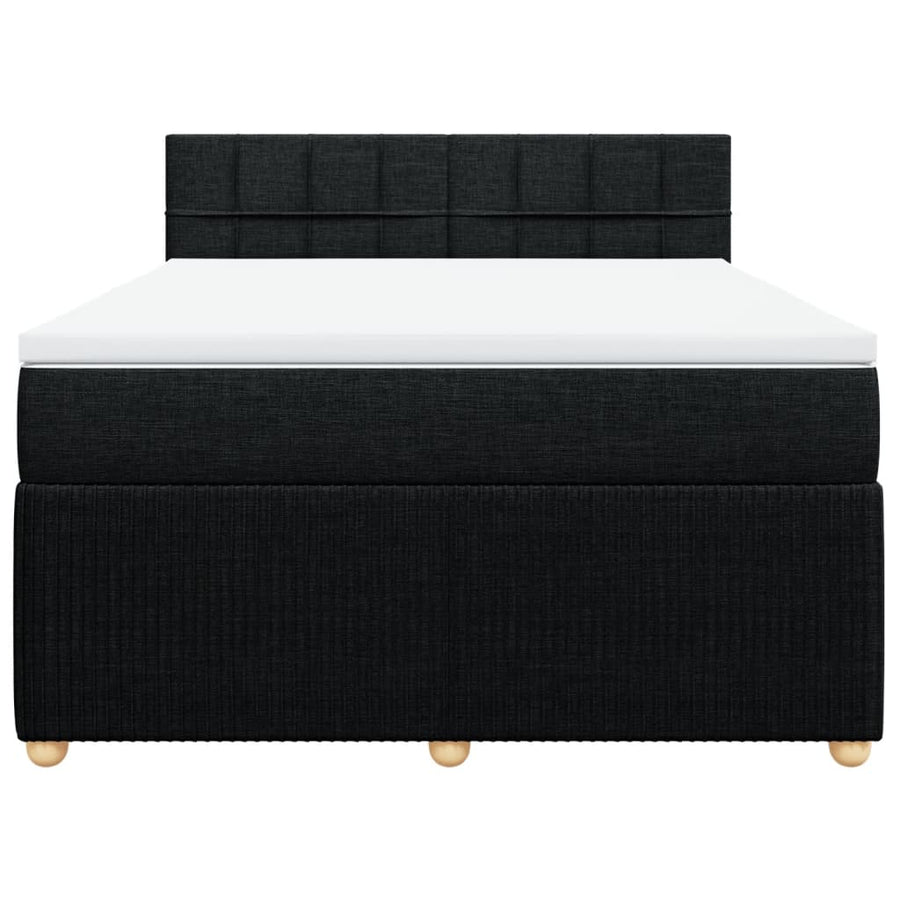 Boxspring met matras stof zwart 140x190 cm