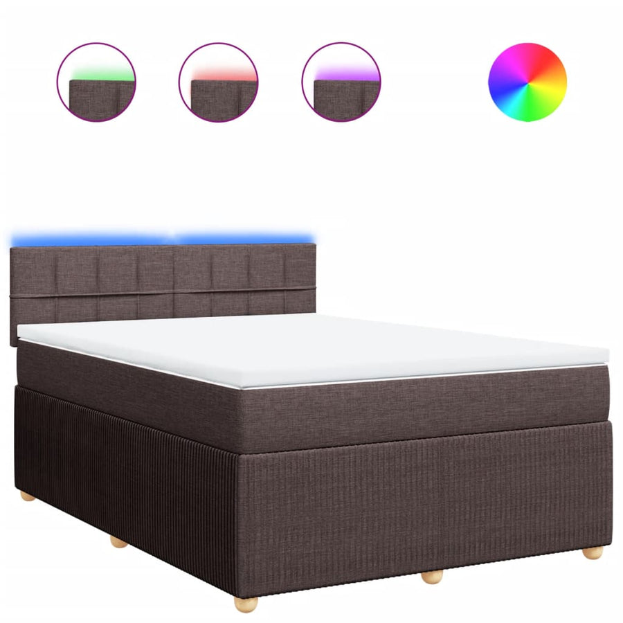 Boxspring met matras stof donkerbruin 140x190 cm