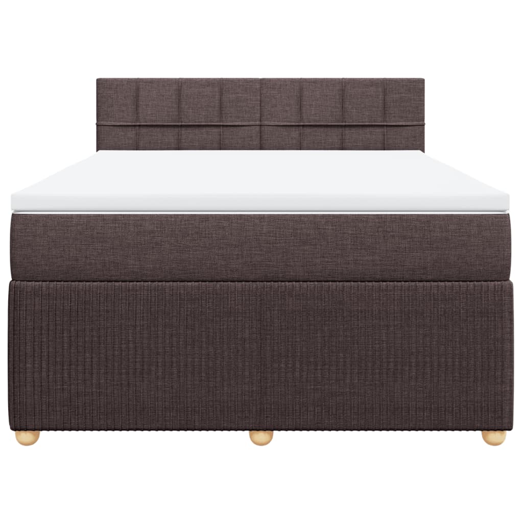 Boxspring met matras stof donkerbruin 140x190 cm