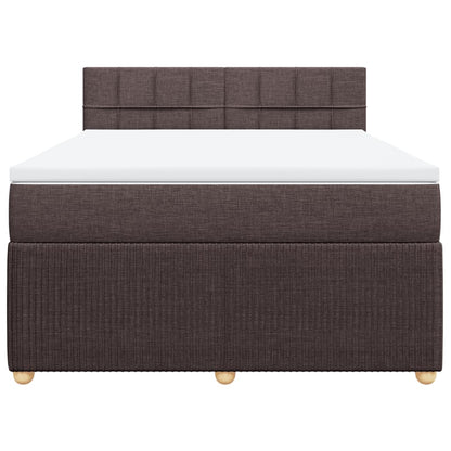 Boxspring met matras stof donkerbruin 140x190 cm