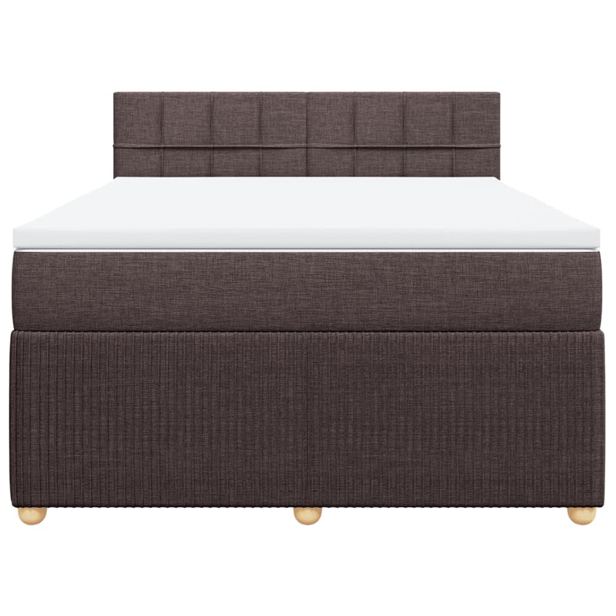 Boxspring met matras stof donkerbruin 140x190 cm