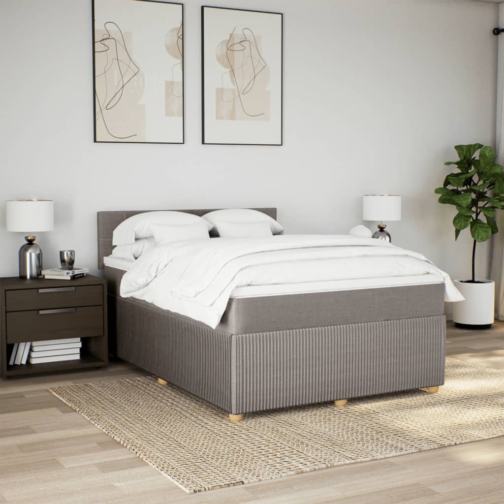 Boxspring met matras stof taupe 140x190 cm