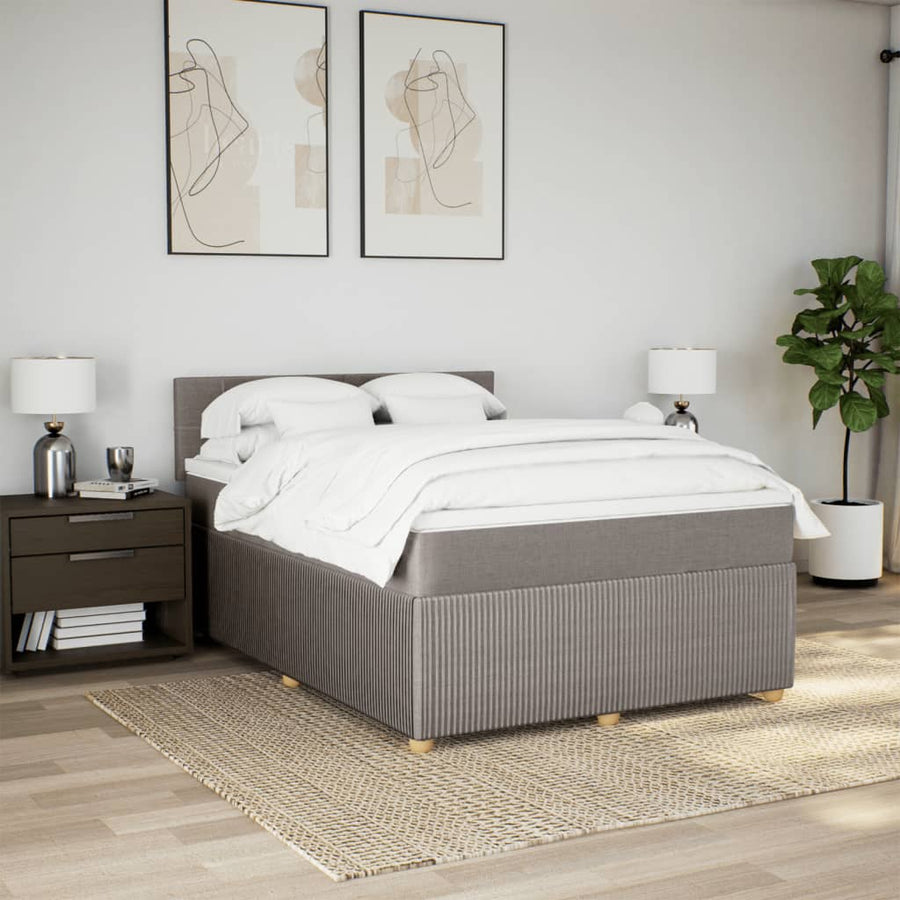 Boxspring met matras stof taupe 140x190 cm
