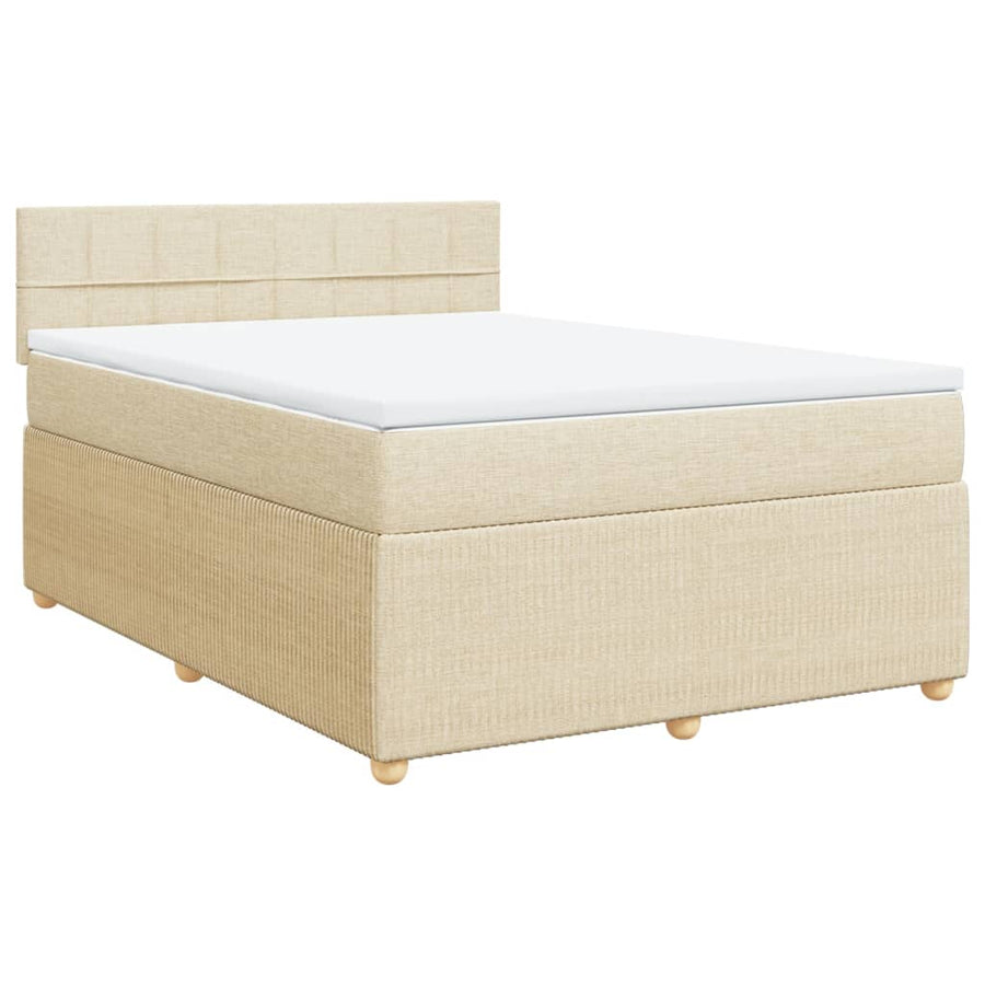Boxspring met matras stof crèmekleurig 140x190 cm