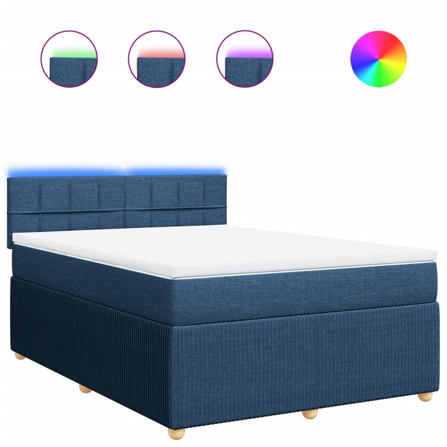 Boxspring met matras stof blauw 140x190 cm