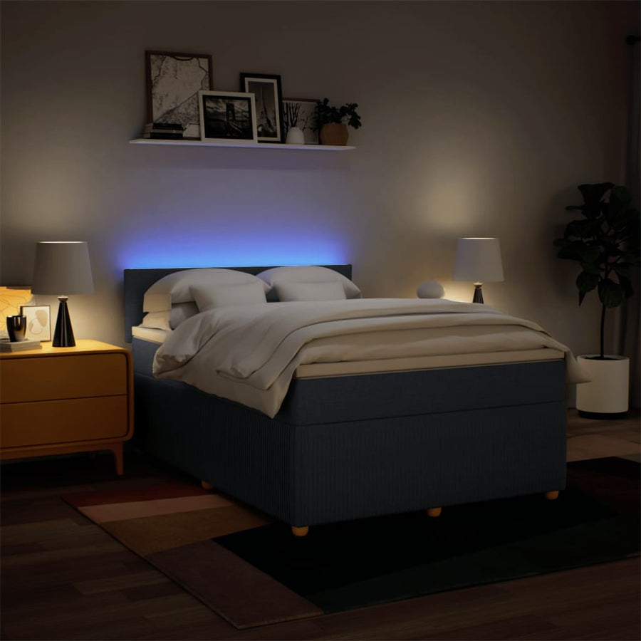 Boxspring met matras stof blauw 140x190 cm