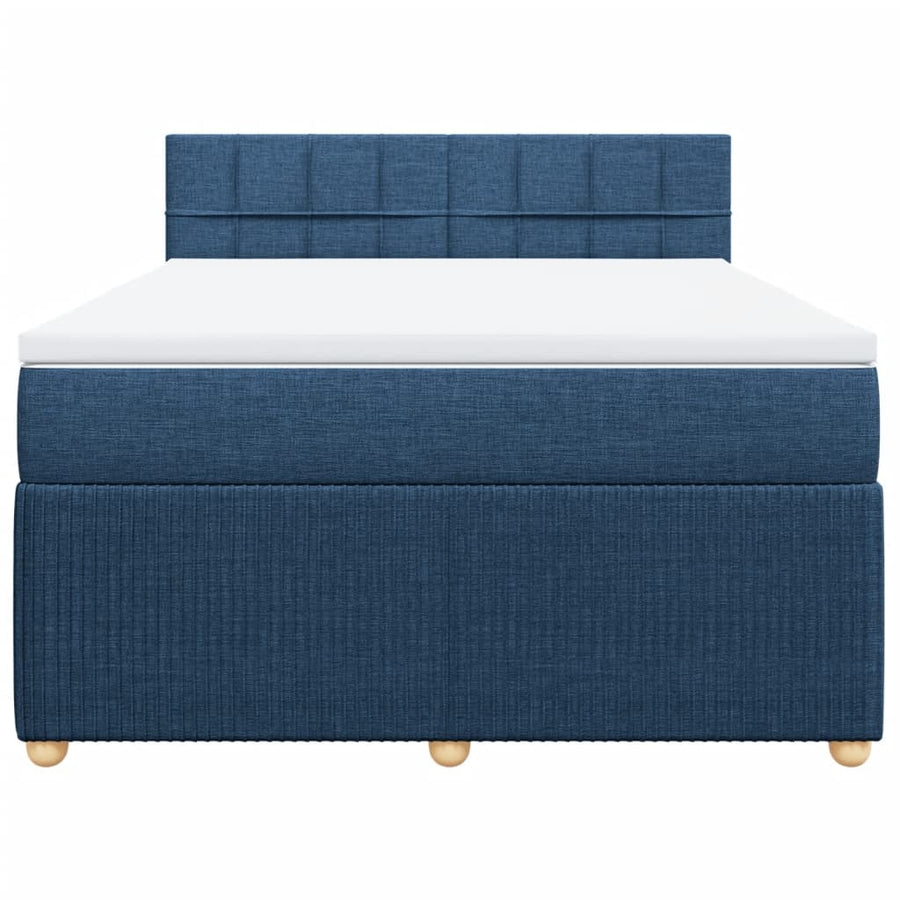 Boxspring met matras stof blauw 140x190 cm