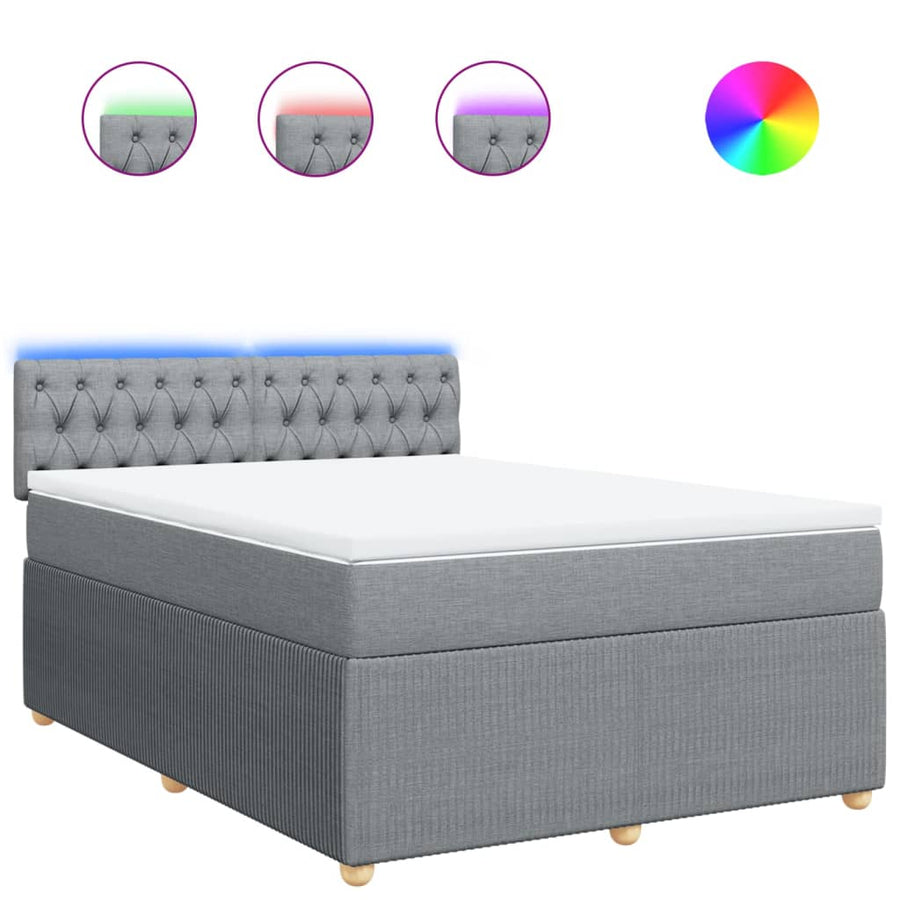 Boxspring met matras stof lichtgrijs 140x190 cm