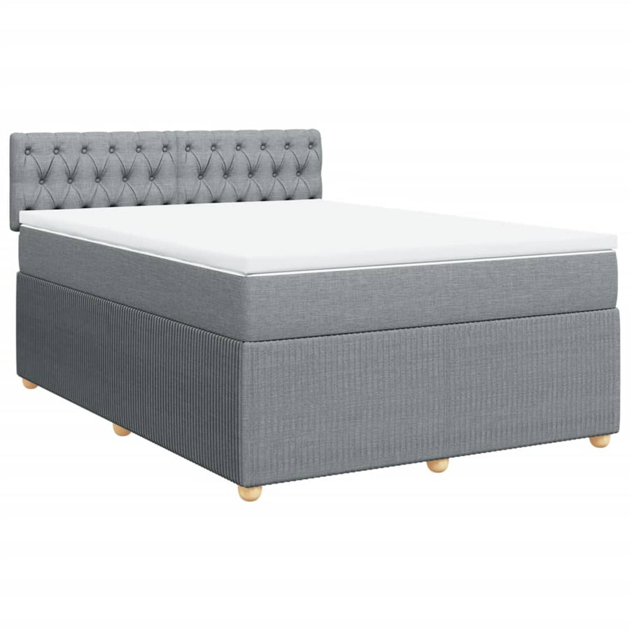 Boxspring met matras stof lichtgrijs 140x190 cm