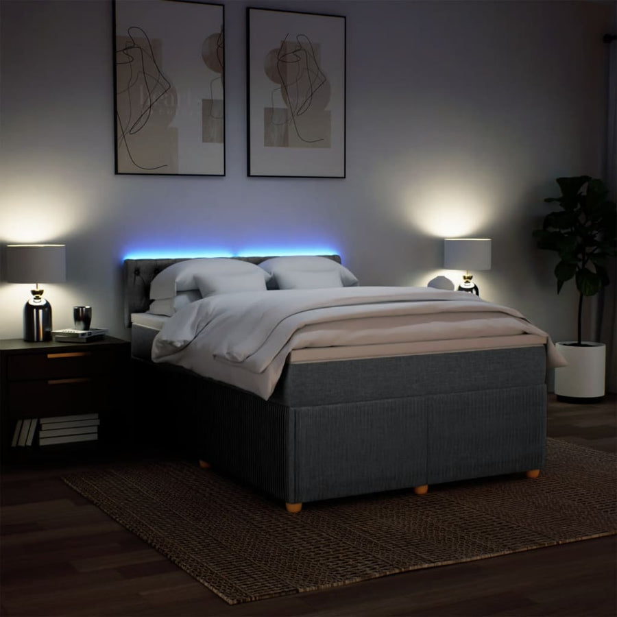 Boxspring met matras stof lichtgrijs 140x190 cm