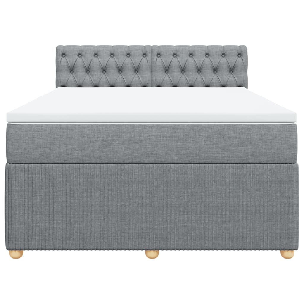 Boxspring met matras stof lichtgrijs 140x190 cm