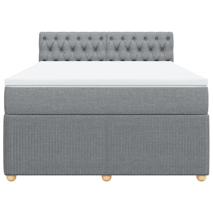 Boxspring met matras stof lichtgrijs 140x190 cm