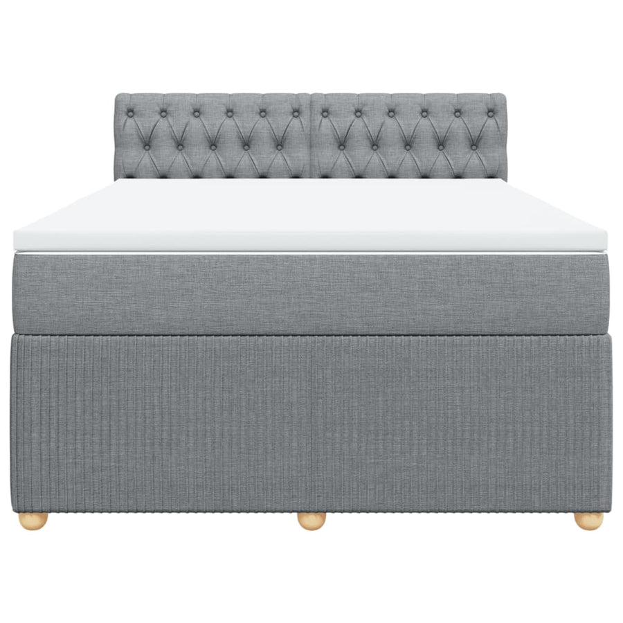 Boxspring met matras stof lichtgrijs 140x190 cm