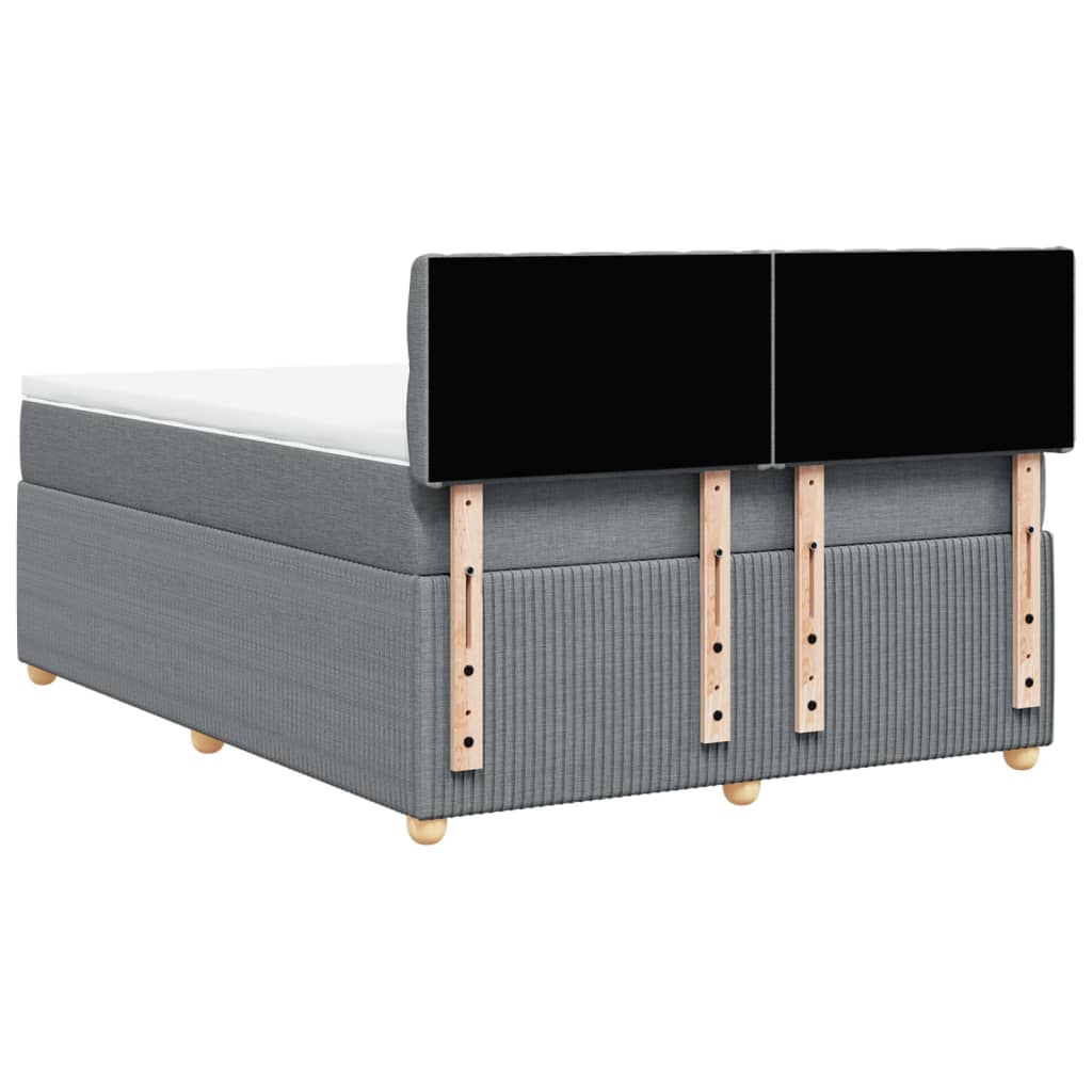 Boxspring met matras stof lichtgrijs 140x190 cm