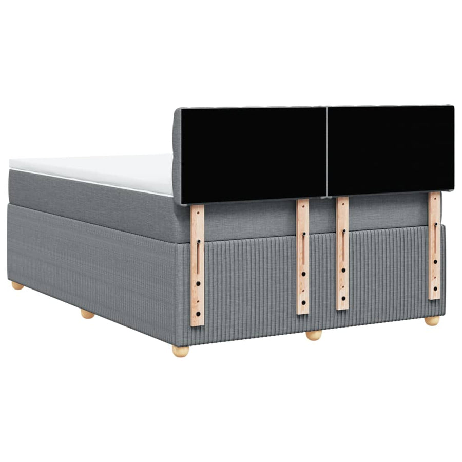 Boxspring met matras stof lichtgrijs 140x190 cm