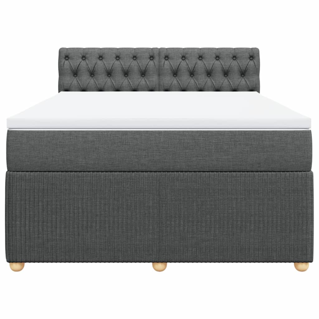 Boxspring met matras stof donkergrijs 140x190 cm