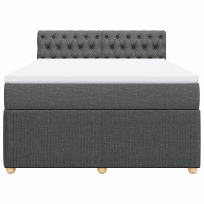 Boxspring met matras stof donkergrijs 140x190 cm