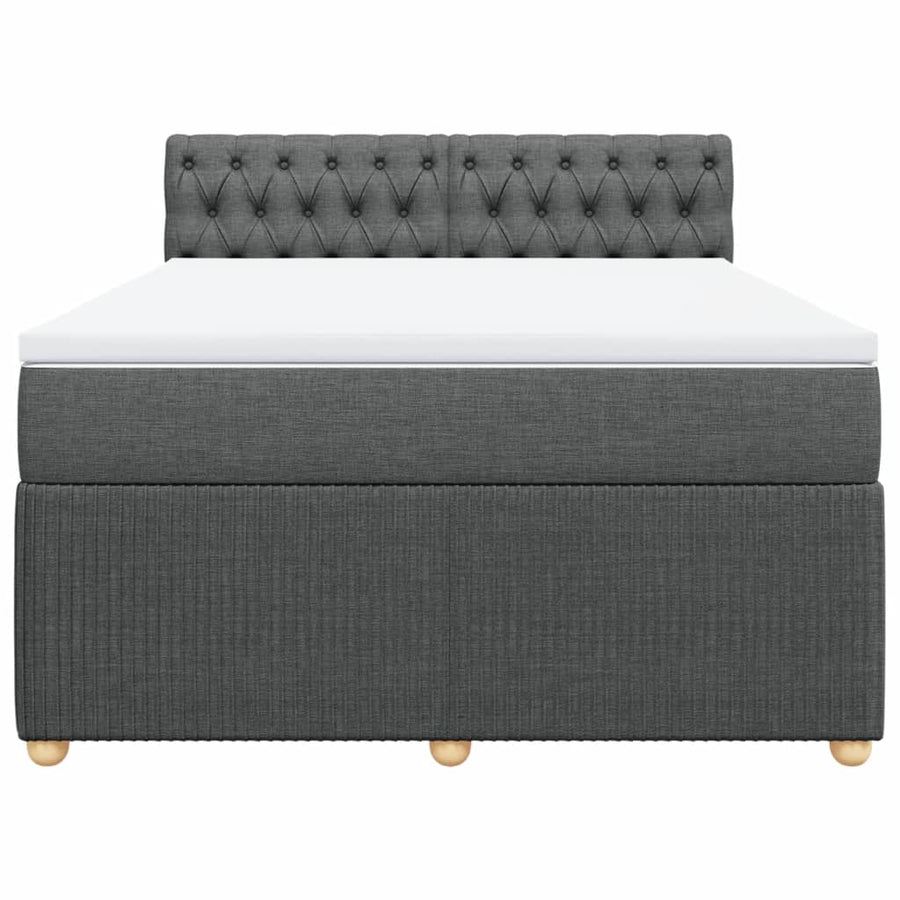 Boxspring met matras stof donkergrijs 140x190 cm