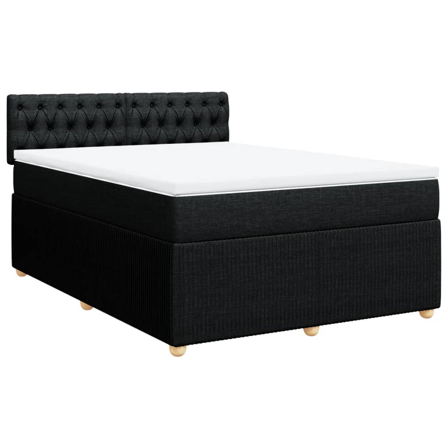 Boxspring met matras stof zwart 140x190 cm