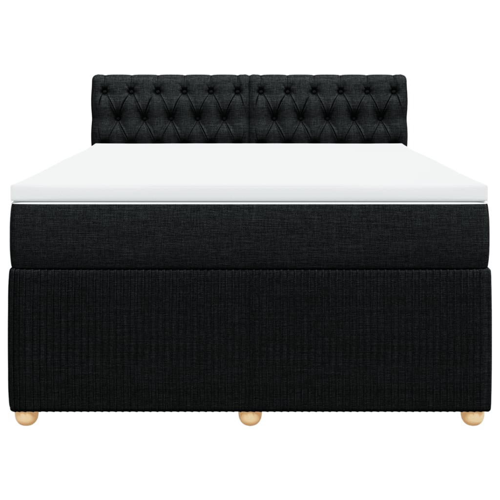 Boxspring met matras stof zwart 140x190 cm