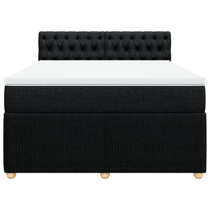 Boxspring met matras stof zwart 140x190 cm