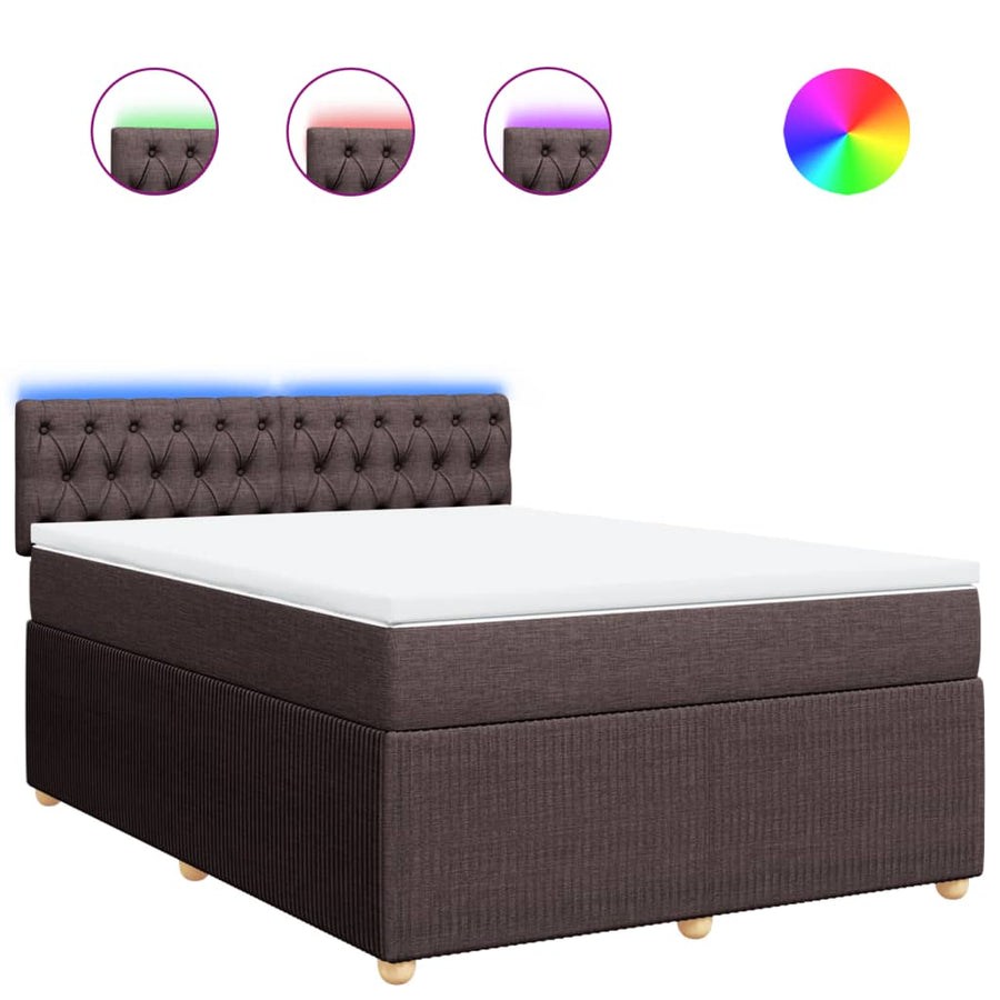 Boxspring met matras stof donkerbruin 140x190 cm