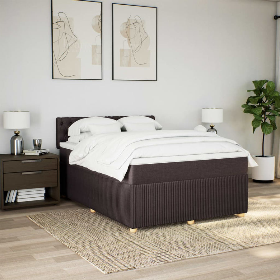 Boxspring met matras stof donkerbruin 140x190 cm