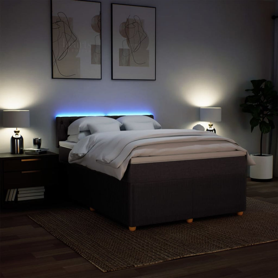 Boxspring met matras stof donkerbruin 140x190 cm