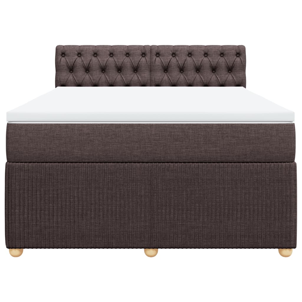 Boxspring met matras stof donkerbruin 140x190 cm