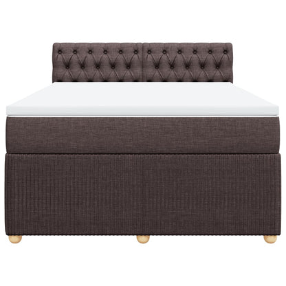 Boxspring met matras stof donkerbruin 140x190 cm