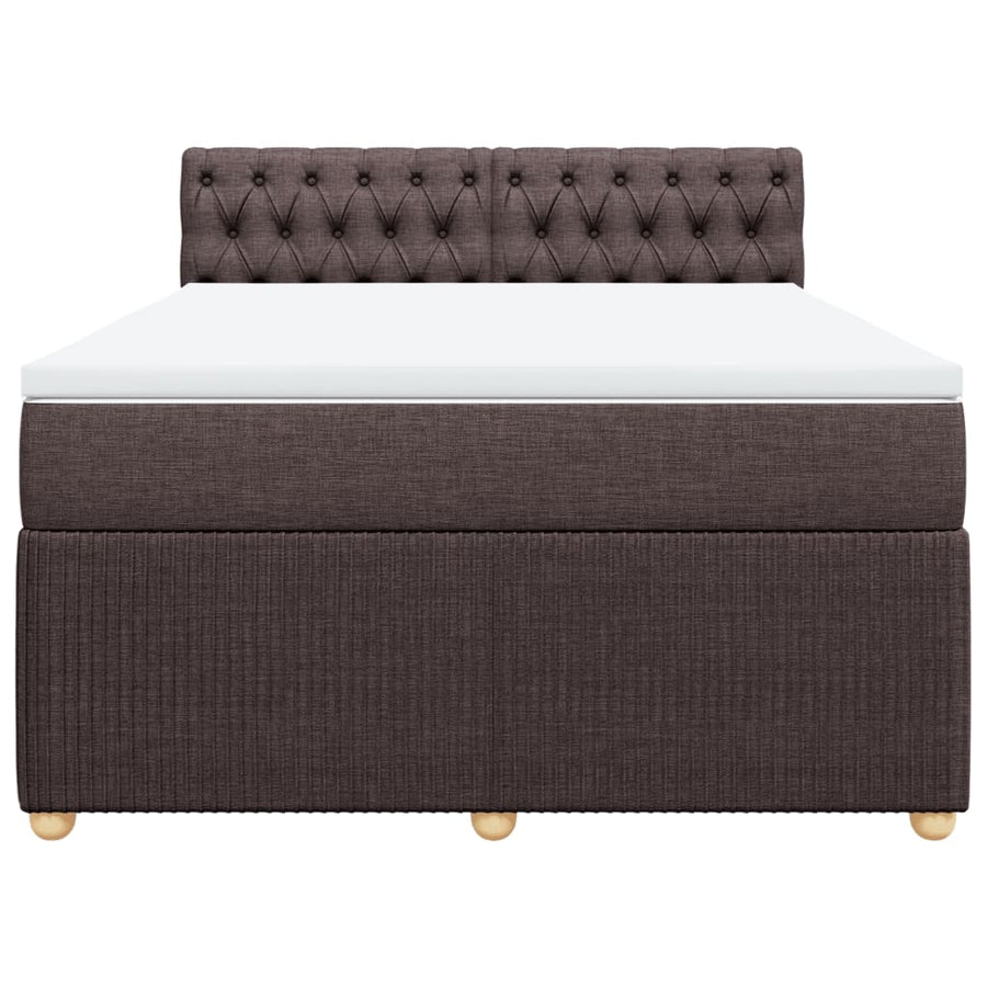 Boxspring met matras stof donkerbruin 140x190 cm