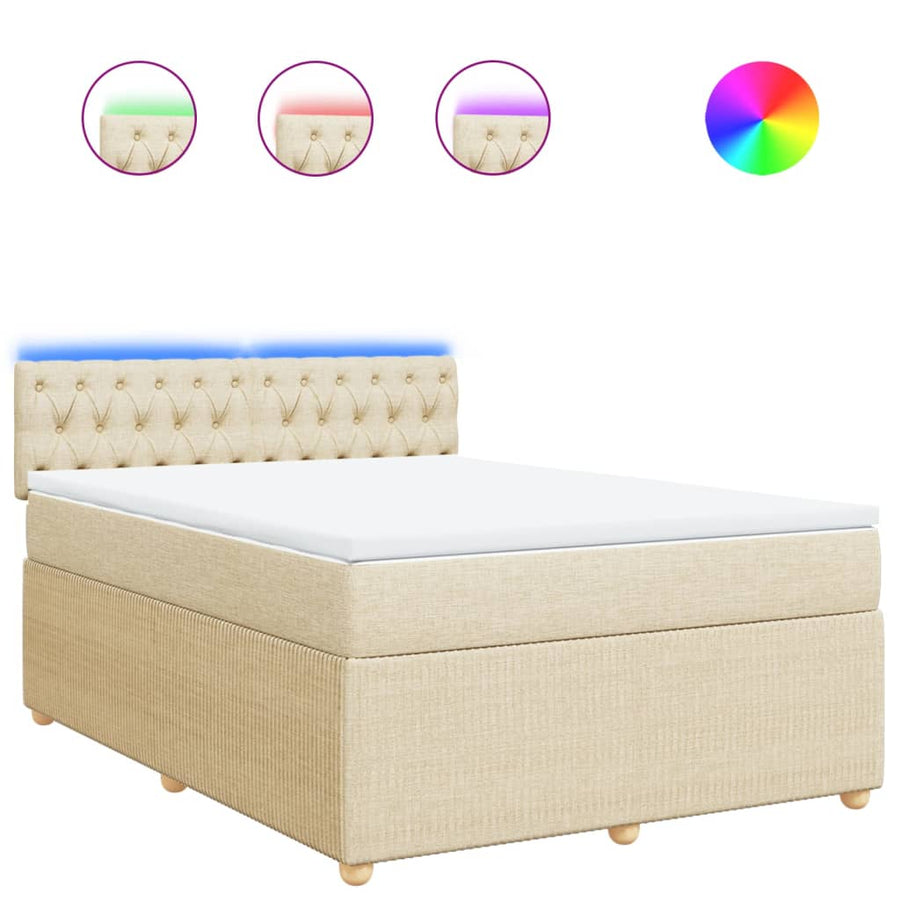 Boxspring met matras stof crèmekleurig 140x190 cm