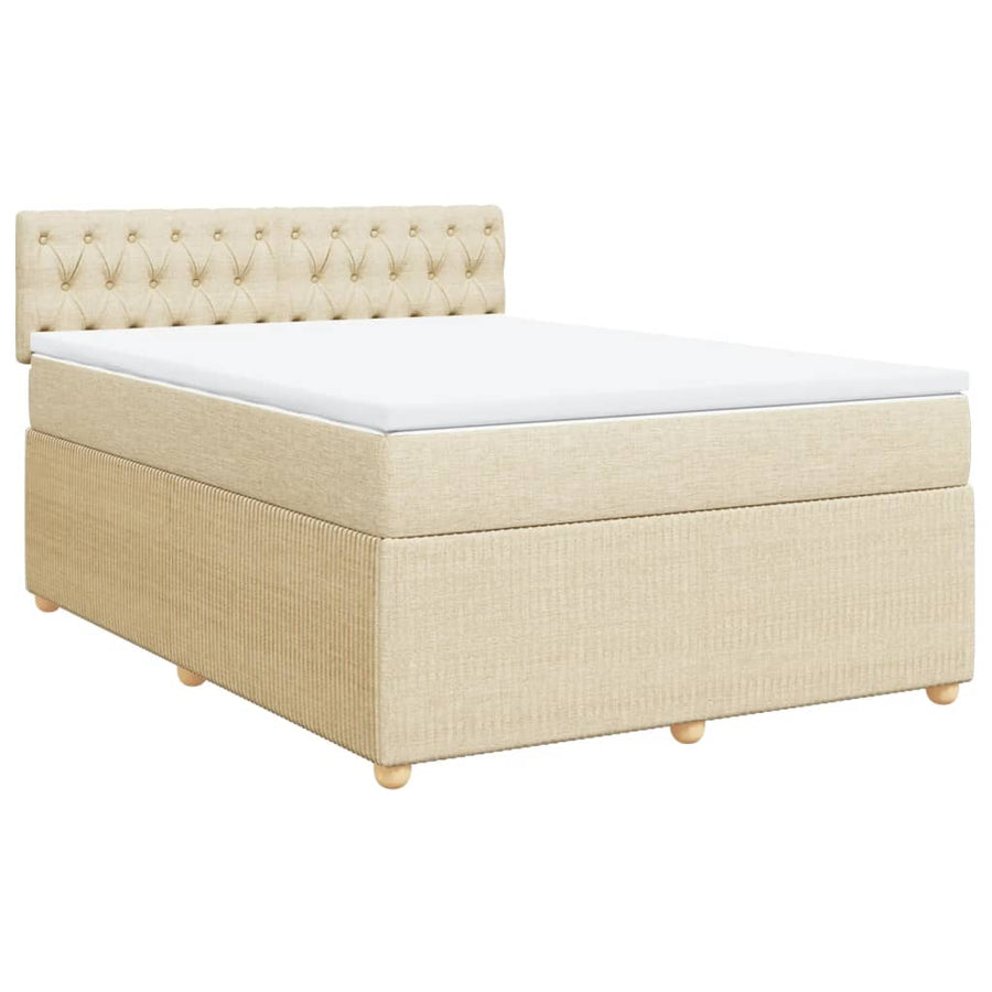 Boxspring met matras stof crèmekleurig 140x190 cm